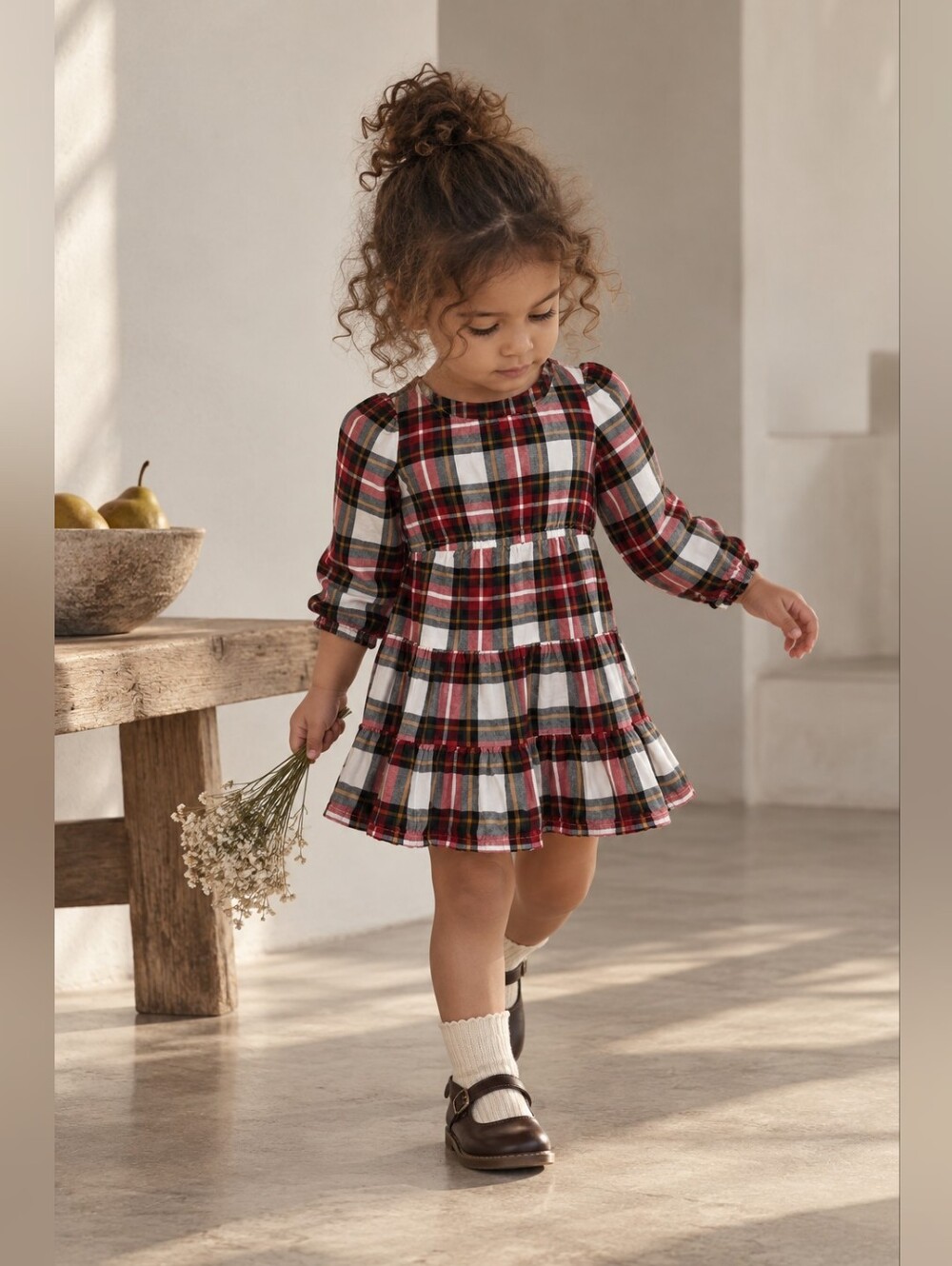 Old Navy Baby Girls Plaid Tiered Dress 18-24M Holiday Christmas Tartan
